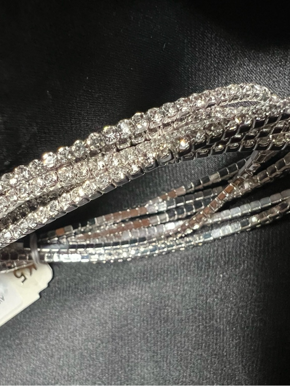 Lucky Brand Silver Rhinestone Stretch Bracelet Set